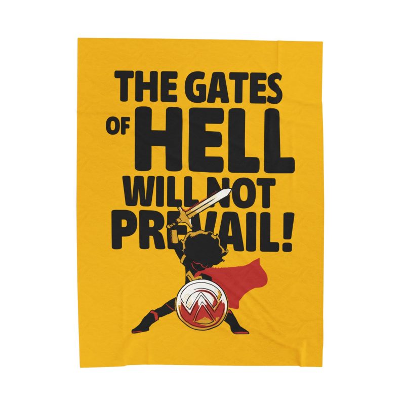 Velveteen Plush Blanket – “The Gates of Hell Will Not Prevail” (Matthew 16:18) - Image 5