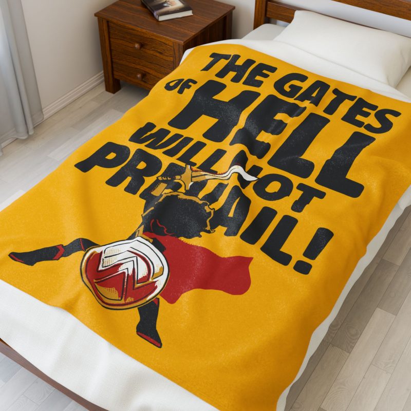 Velveteen Plush Blanket – “The Gates of Hell Will Not Prevail” (Matthew 16:18) - Image 2
