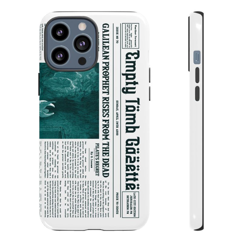 Vintage “Empty Tomb” Newspaper Phone Case – He Is Risen White Edition - Image 4