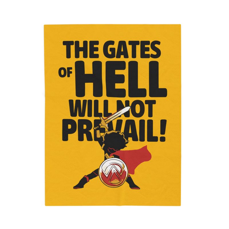 Velveteen Plush Blanket – “The Gates of Hell Will Not Prevail” (Matthew 16:18) - Image 9