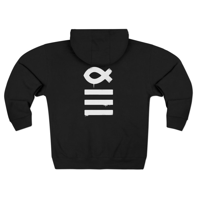 Full-Zip Hoodie – Ichthys Fish & Scripture Symbol (Front and Back Print) - Image 13