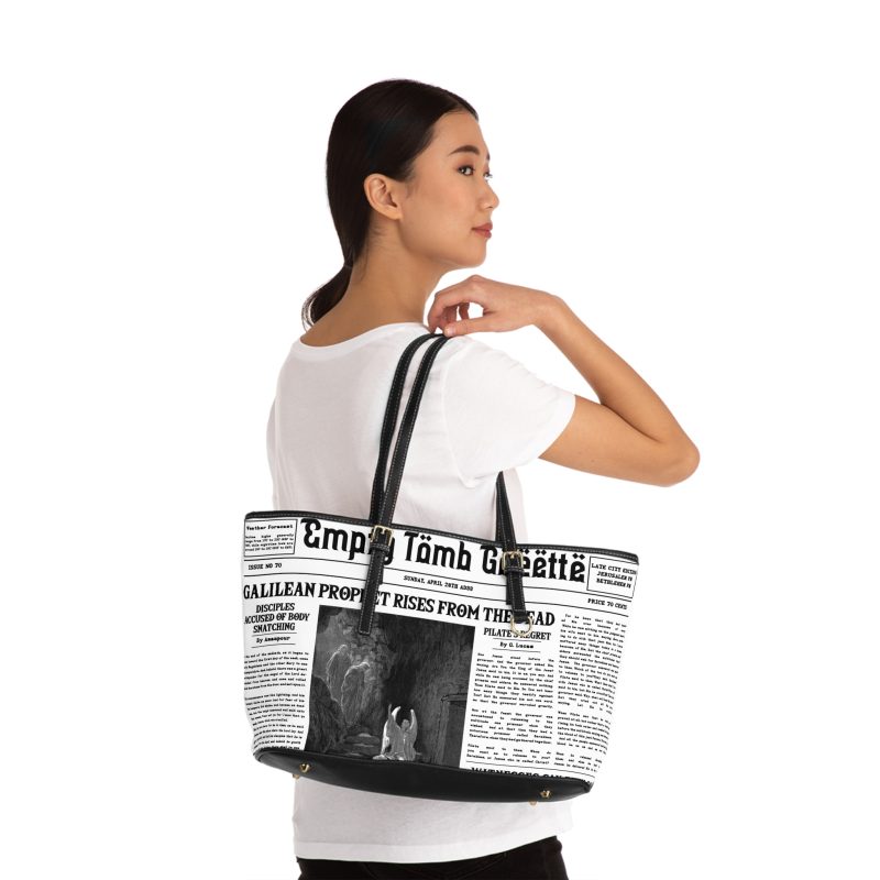 Women's Leather Shoulder Bag – “Empty Tomb” Design with “Prophet Rises from the Dead” Headline - Image 6