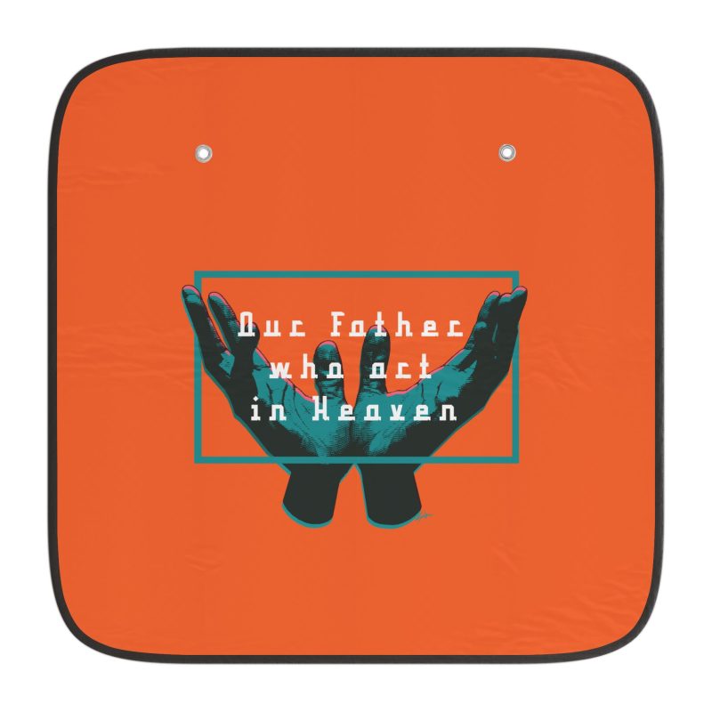 Vehicle Sunshade – Open Hands in Prayer with “Our Father Who Art in Heaven” (Orange) - Image 5