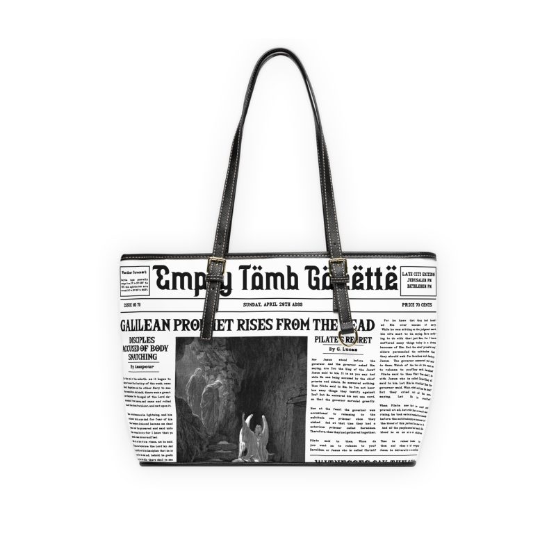Women's Leather Shoulder Bag – “Empty Tomb” Design with “Prophet Rises from the Dead” Headline - Image 3