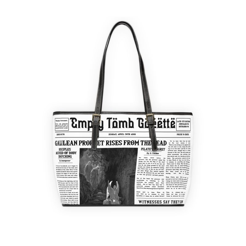 Women's Leather Shoulder Bag – “Empty Tomb” Design with “Prophet Rises from the Dead” Headline - Image 4