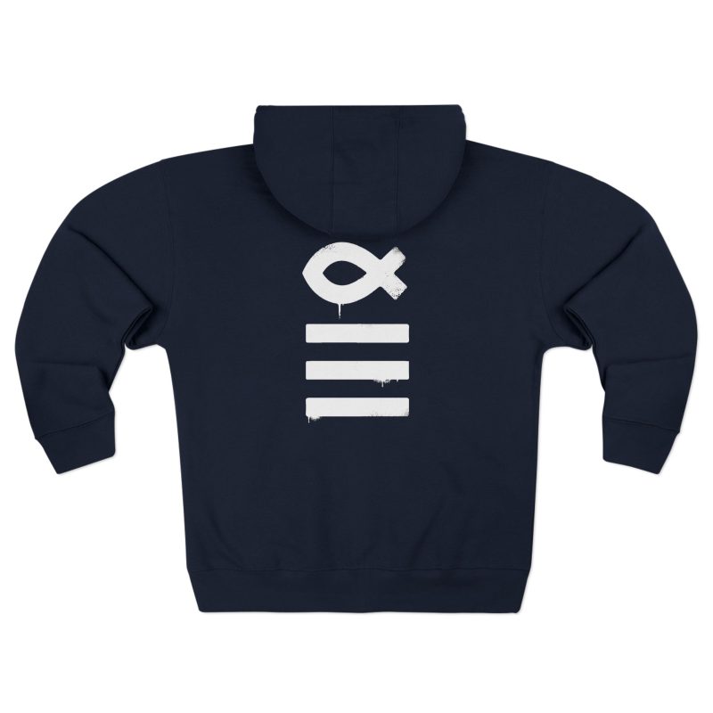 Full-Zip Hoodie – Ichthys Fish & Scripture Symbol (Front and Back Print) - Image 15