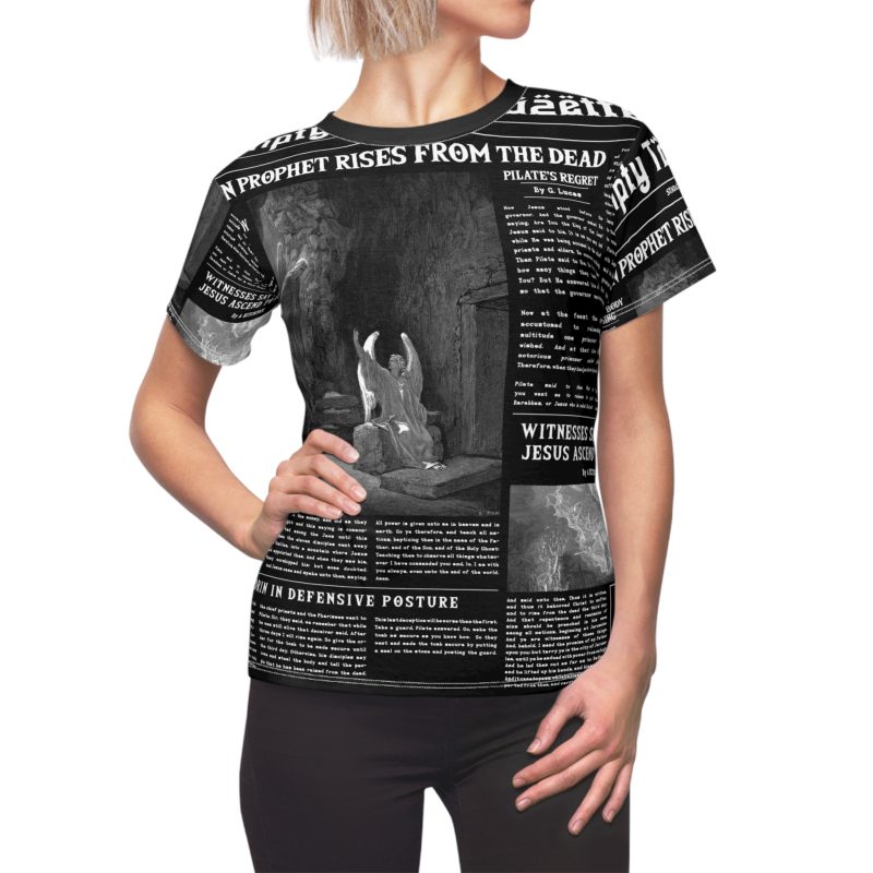Women’s Black T-Shirt – “Empty Tomb” Design in White Font - Image 2