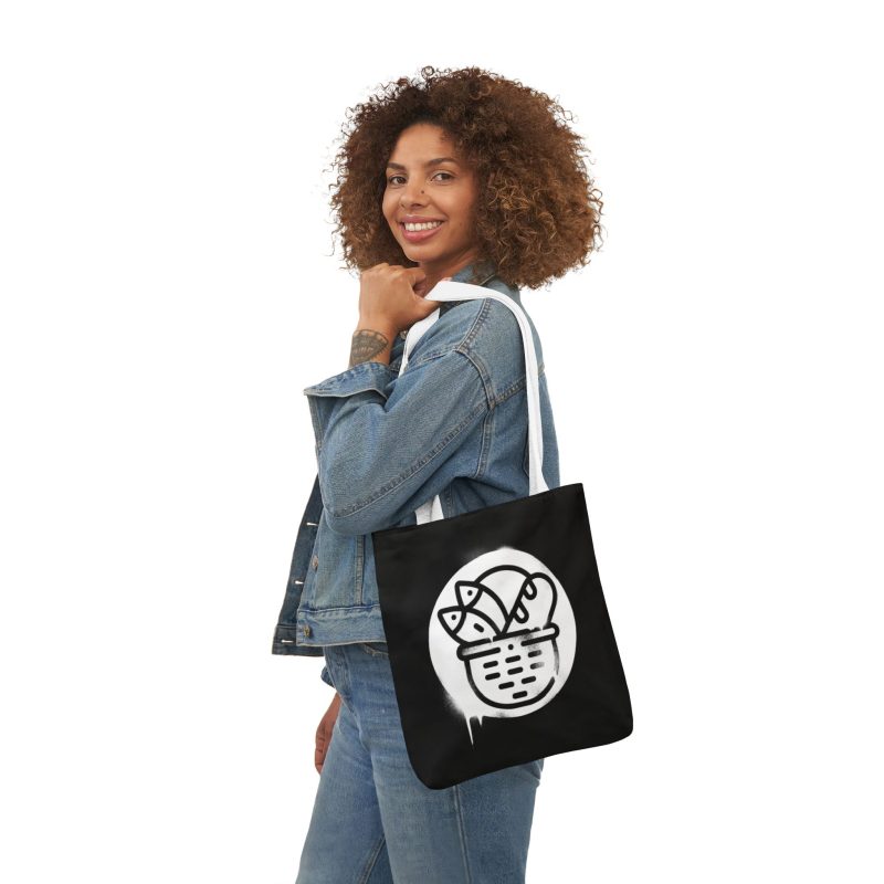 Black & White Carry Tote – “Two Fish” Design with Scripture - Image 2