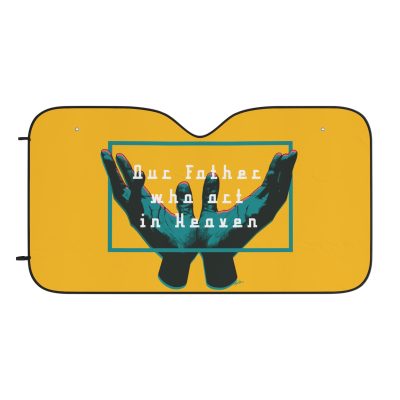Vehicle Sunshade – Open Hands in Prayer with “Our Father Who Art in Heaven” (Yellow)