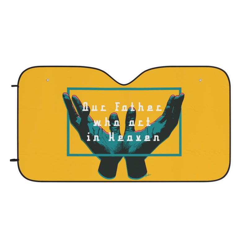 Vehicle Sunshade – Open Hands in Prayer with “Our Father Who Art in Heaven” (Yellow)