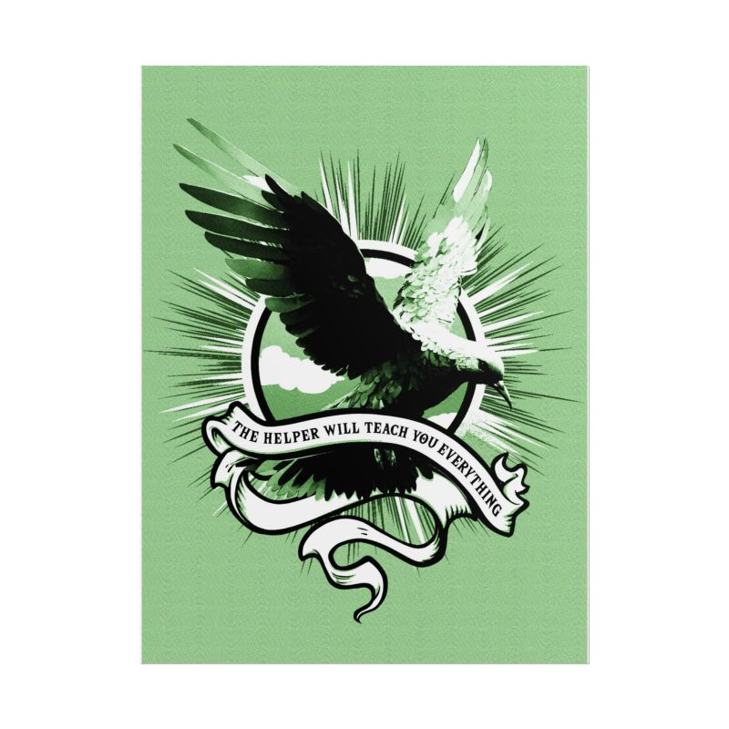 “The Helper Will Teach You” – Dove Line-Etch Rolled Poster with Green Background - Image 7