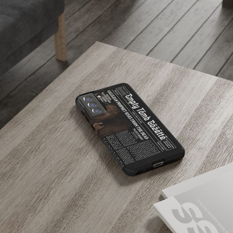 Black Phone Case – “Empty Tomb” Vintage Headline Design - Image 7
