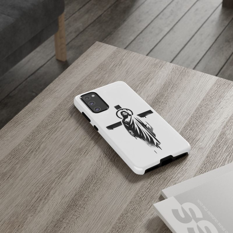 White Phone Case – Jesus Emerging from the Cross of Calvary Design - Image 10