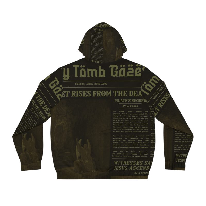 Black Full Zip Hoodie – “Empty Tomb” Design (Subdued Green) - Image 3