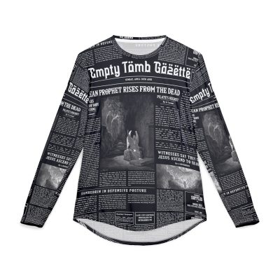 Men’s Black Long Sleeve Tee – “Empty Tomb Gazette” Vintage Newspaper Design