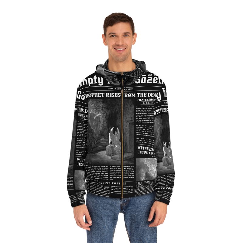Black Full Zip Hoodie – “Empty Tomb” Design in White Font - Image 2