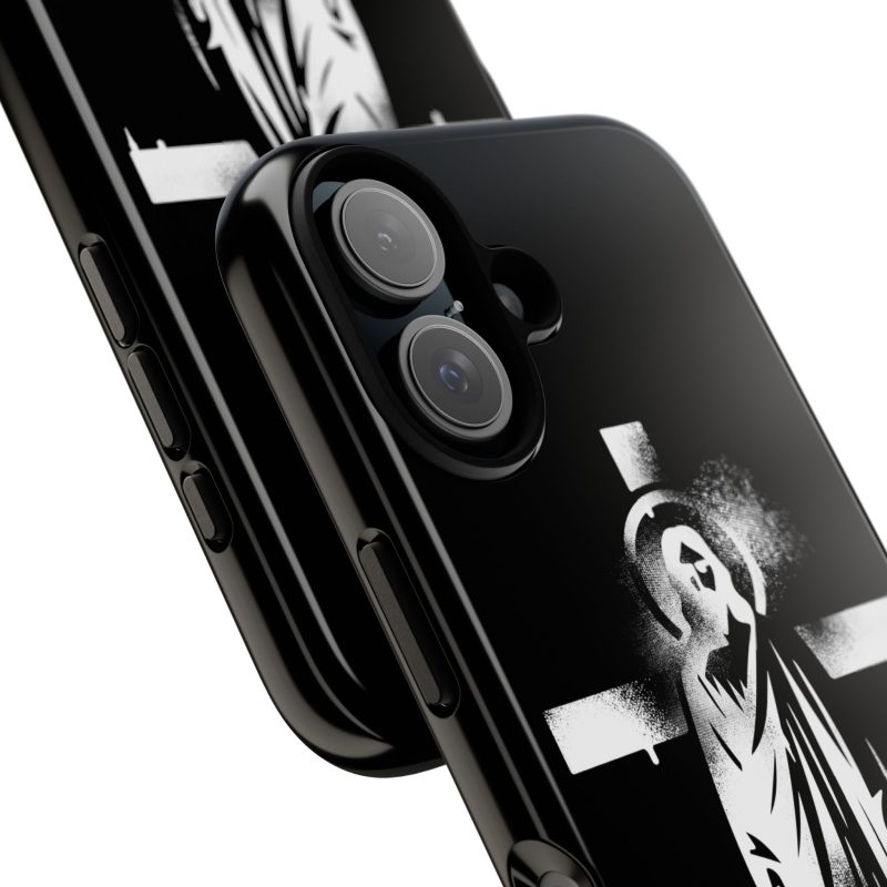 Black Phone Case – Jesus Emerging from the Cross of Calvary Design - Image 3