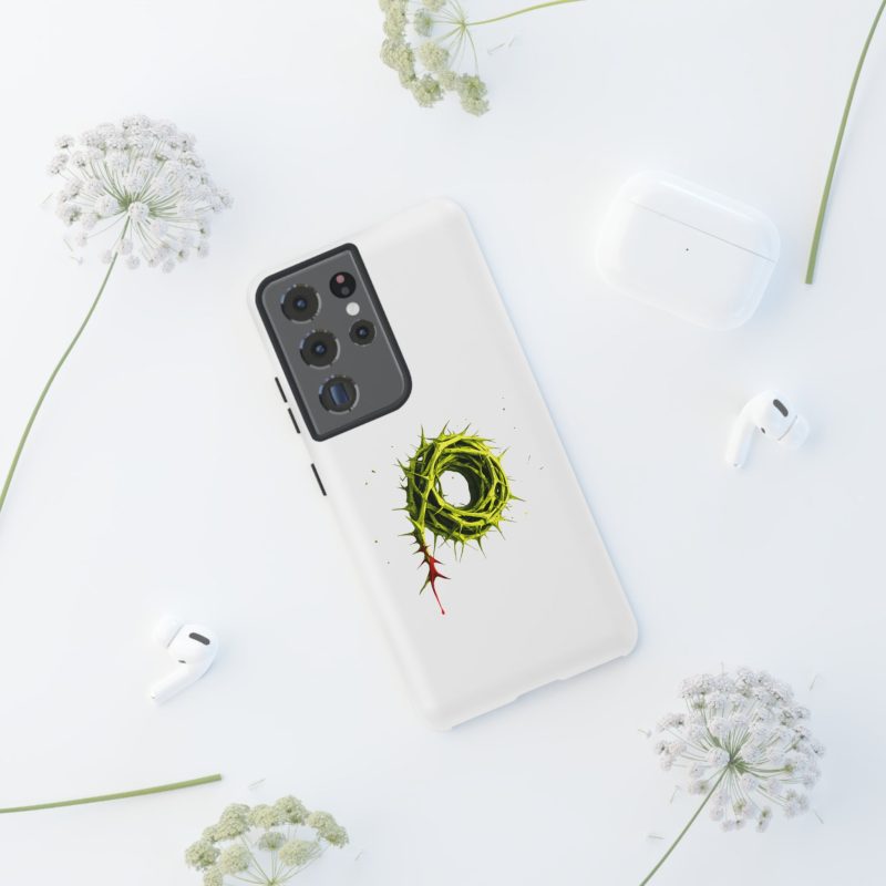 White Phone Case – Crown of Thorns Design (Symbol of Sacrifice & Strength) - Image 3