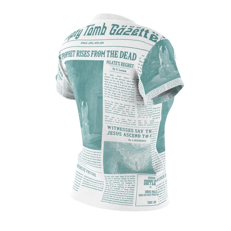 Women’s White T-Shirt – “Empty Tomb” Design in Green Font - Image 4