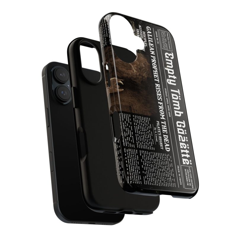Black Phone Case – “Empty Tomb” Vintage Headline Design - Image 4
