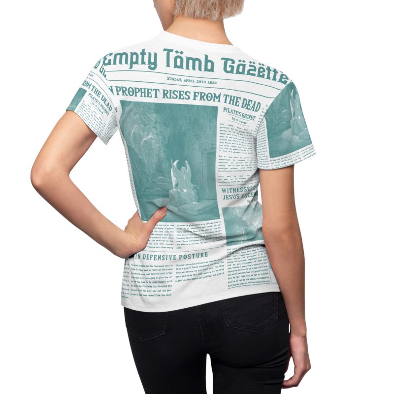 Women’s White T-Shirt – “Empty Tomb” Design in Green Font - Image 5