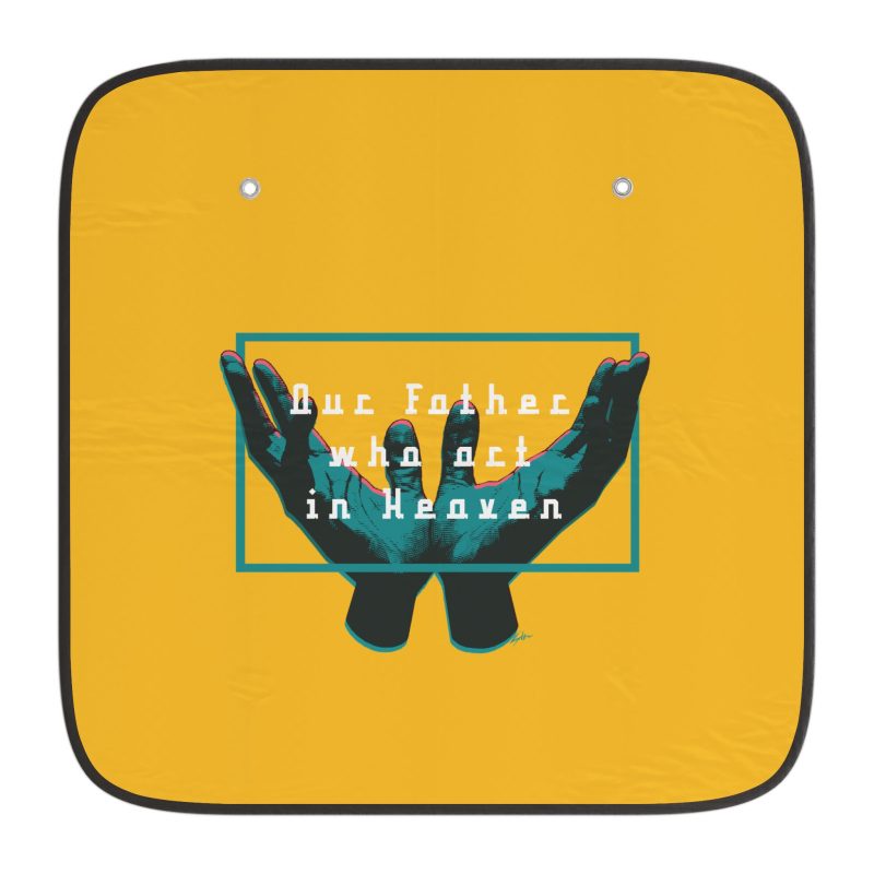 Vehicle Sunshade – Open Hands in Prayer with “Our Father Who Art in Heaven” (Yellow) - Image 5