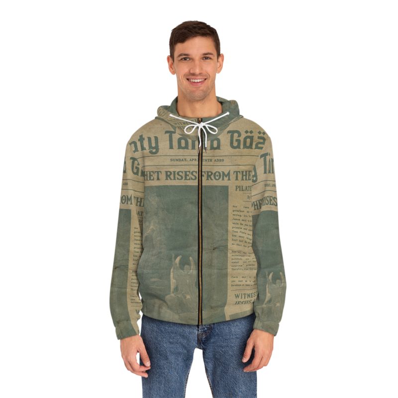 Rustic Vintage Full Zip Hoodie – “Empty Tomb” Design - Image 2