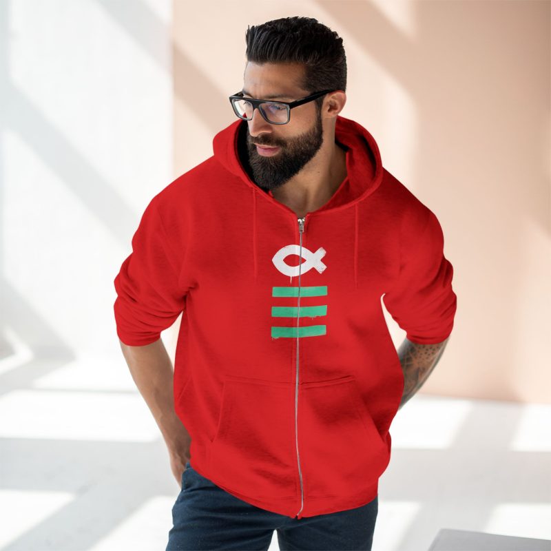 Full-Zip Hoodie – Ichthys Fish & Scripture Symbol (Front and Back Print) - Image 4