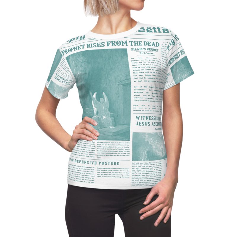 Women’s White T-Shirt – “Empty Tomb” Design in Green Font - Image 2