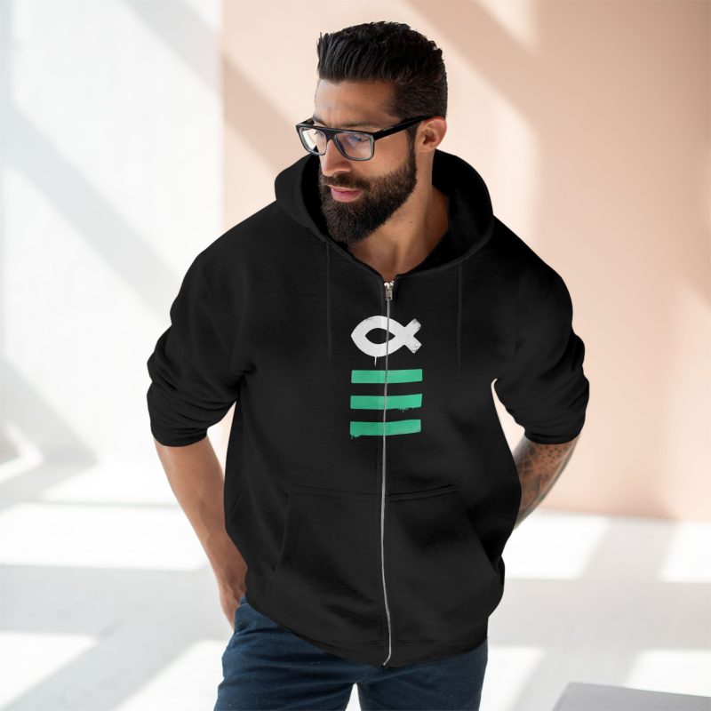 Full-Zip Hoodie – Ichthys Fish & Scripture Symbol (Front and Back Print) - Image 2