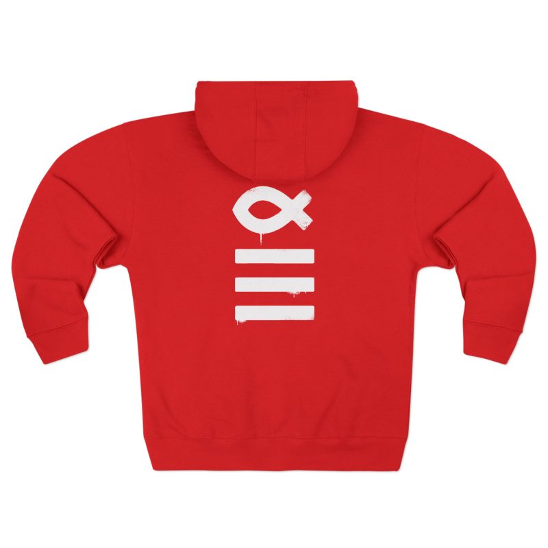 Full-Zip Hoodie – Ichthys Fish & Scripture Symbol (Front and Back Print) - Image 6