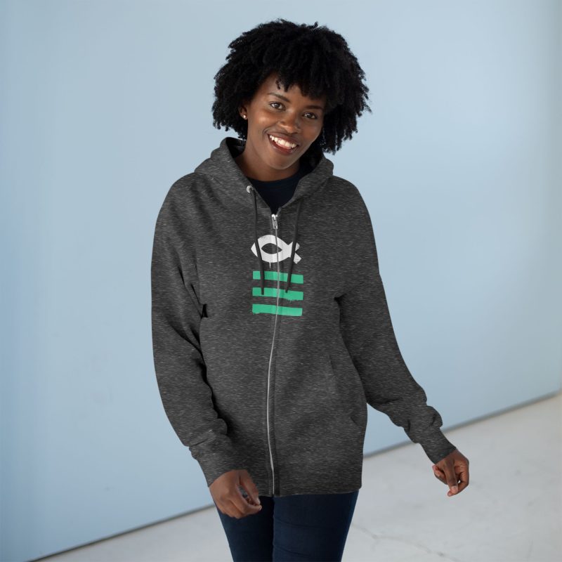 Full-Zip Hoodie – Ichthys Fish & Scripture Symbol (Front and Back Print) - Image 3