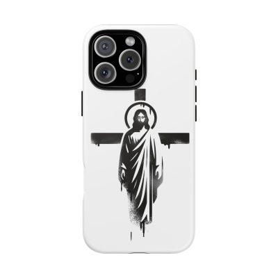 White Phone Case – Jesus Emerging from the Cross of Calvary Design