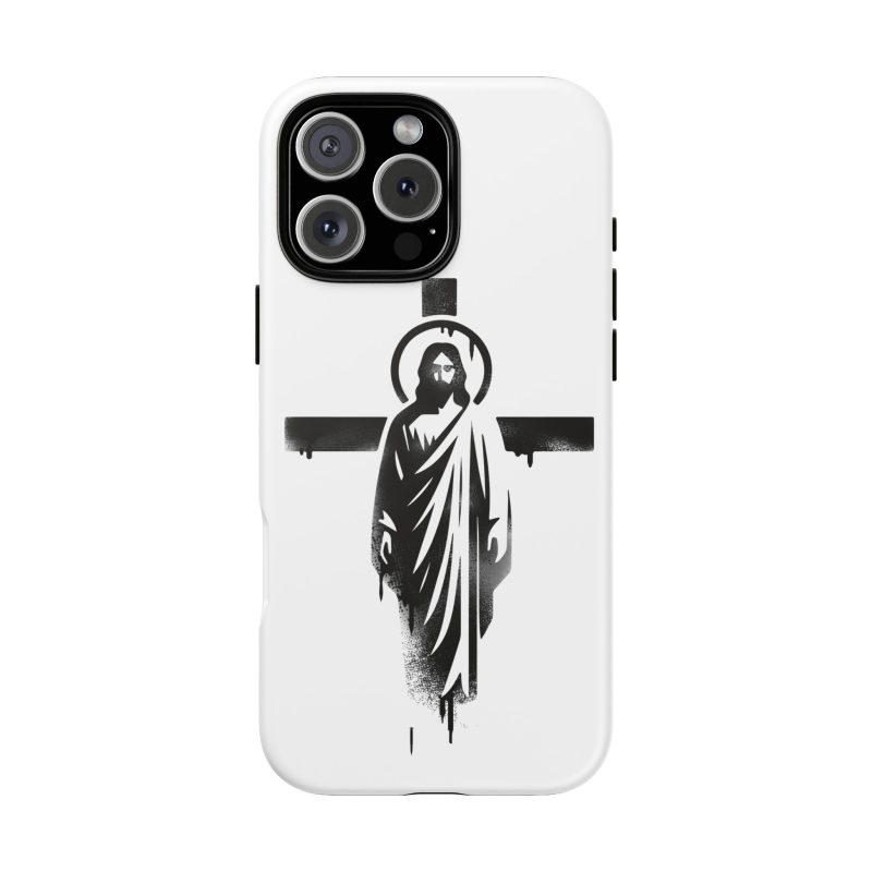 White Phone Case – Jesus Emerging from the Cross of Calvary Design