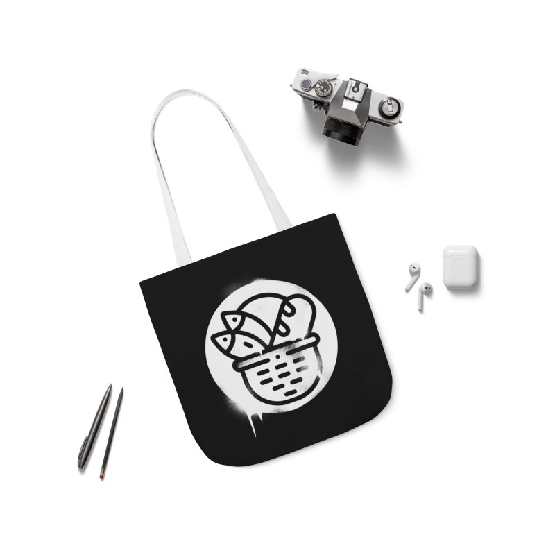 Black & White Carry Tote – “Two Fish” Design with Scripture - Image 3