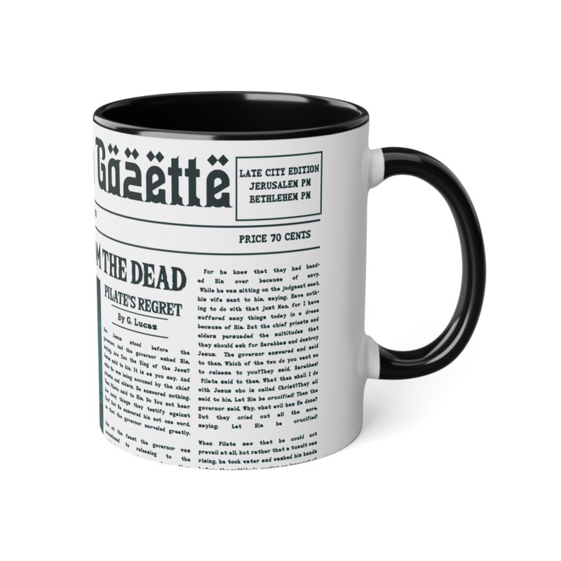 11oz White Coffee Mug – “Empty Tomb” Vintage Headline Design - Image 4