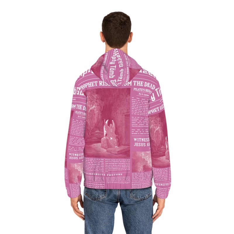 Pink Full Zip Hoodie – “Empty Tomb” Design in White Font - Image 4