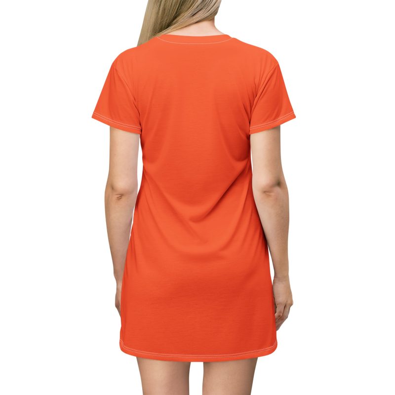 Orange T-Shirt Dress – Green Crown of Thorns Design (Symbol of Sacrifice & Hope) - Image 3