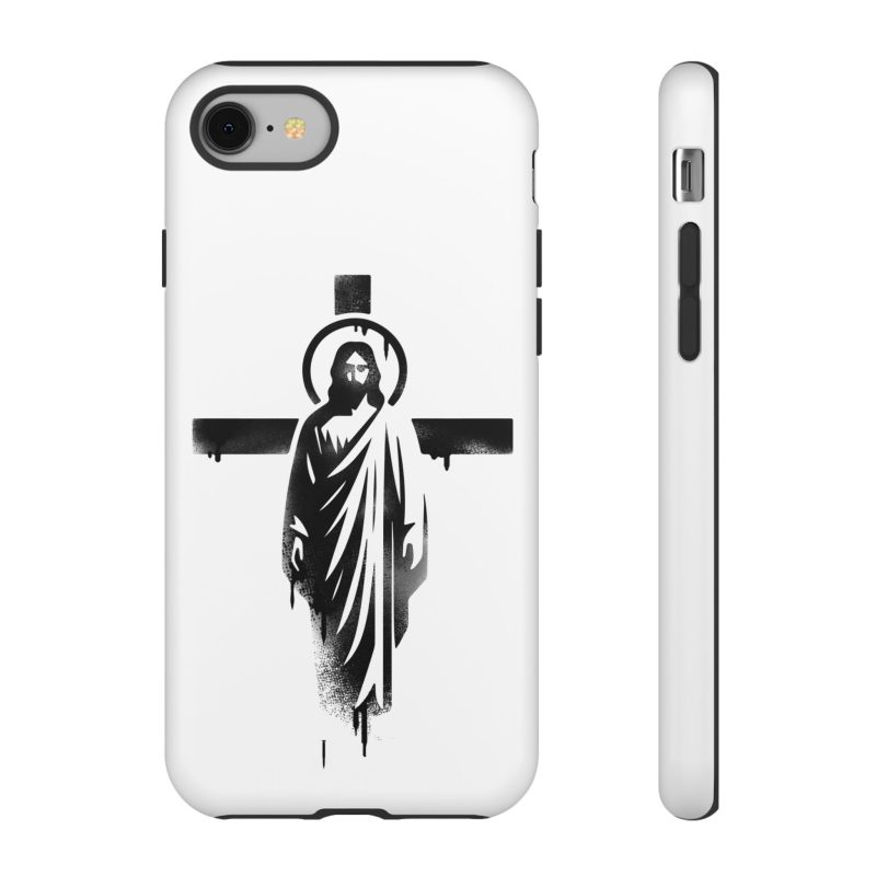 White Phone Case – Jesus Emerging from the Cross of Calvary Design - Image 7