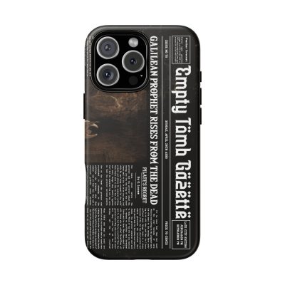 Black Phone Case – “Empty Tomb” Vintage Headline Design
