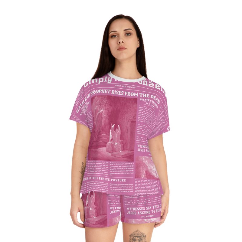 Women’s Pink Pajama Set – “Prophet Rises From the Dead!” Empty Tomb Design - Image 2