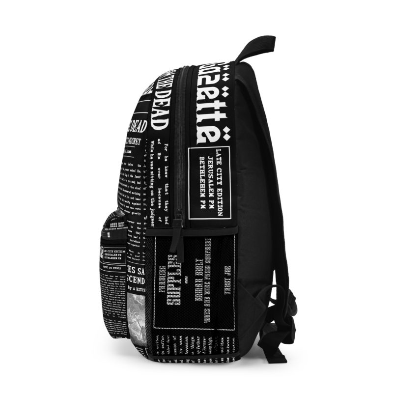 Black Backpack – “Empty Tomb Gazette” Vintage Newspaper Design - Image 3