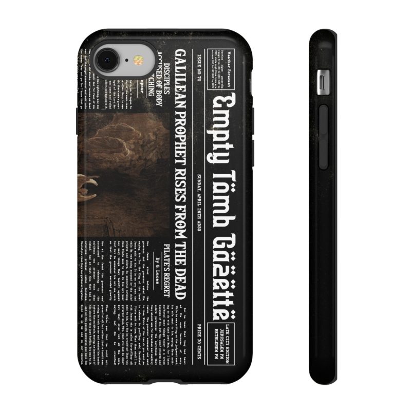Black Phone Case – “Empty Tomb” Vintage Headline Design - Image 6