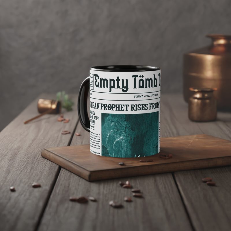 11oz White Coffee Mug – “Empty Tomb” Vintage Headline Design - Image 2
