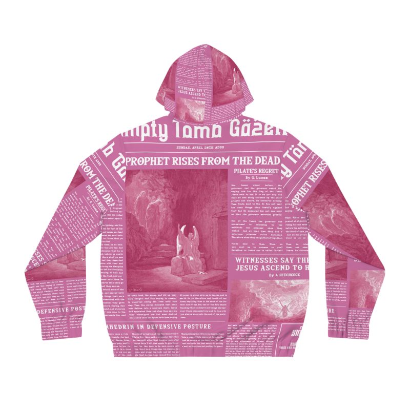 Pink Full Zip Hoodie – “Empty Tomb” Design in White Font - Image 3