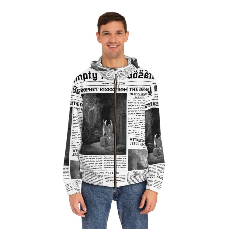 Black & White Full Zip Hoodie – “Empty Tomb” Design - Image 2