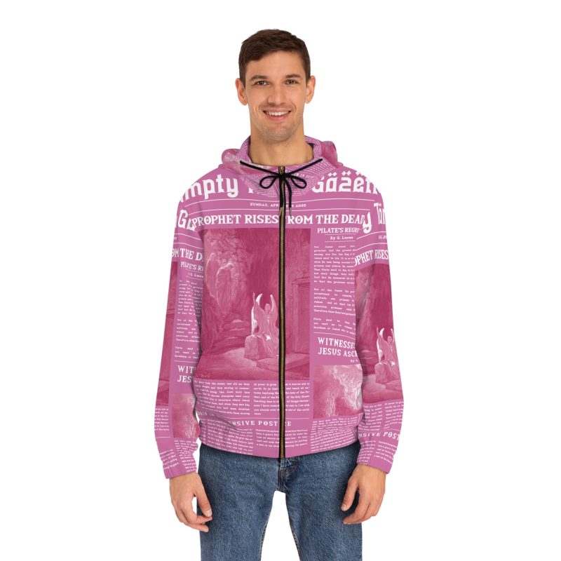 Pink Full Zip Hoodie – “Empty Tomb” Design in White Font - Image 2