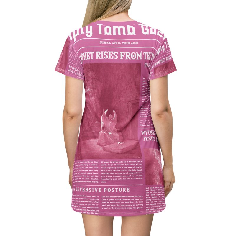 Pink T-Shirt Dress – “Empty Tomb” Design in White Font - Image 3