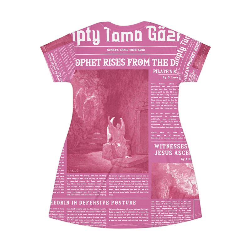 Pink T-Shirt Dress – “Empty Tomb” Design in White Font - Image 5