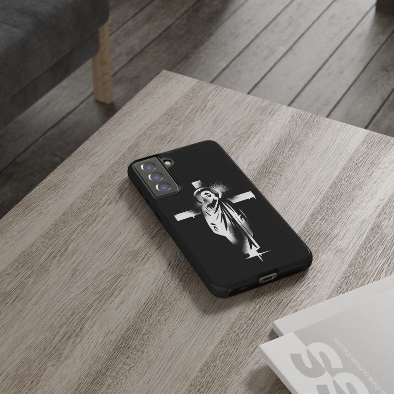 Black Phone Case – Jesus Emerging from the Cross of Calvary Design - Image 6